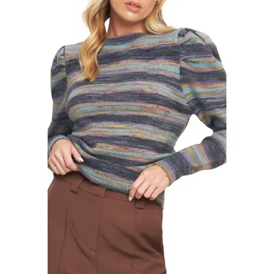 Flying Tomato Puff Sleeve Sweater Knit Top In Multi
