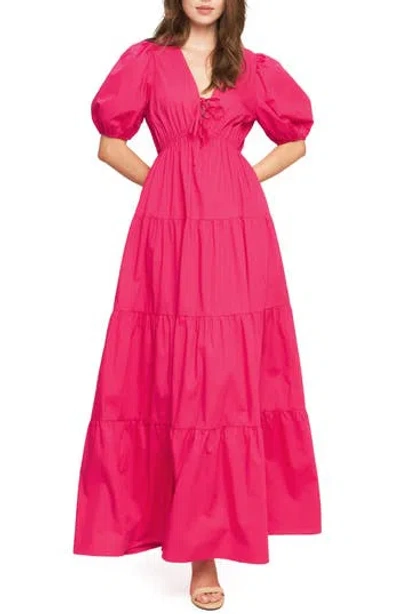 Flying Tomato Puff Sleeve Tiered Maxi Dress In Pink