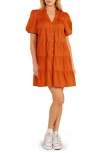 Flying Tomato Puff Sleeve Tiered Minidress