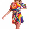 Flying Tomato Rainbow Off Shoulder Romper In Multi In Multi