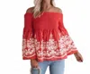Flying Tomato Read My Mind Off Shoulder Top In Brown In Red