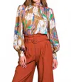 Flying Tomato Retro Bow Tie Neck Blouse In Brown In Brown