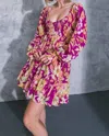 Flying Tomato Rhea Sweetheart Neckline Smocked Mini Dress In Magenta In Pink