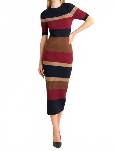 Flying Tomato Color Block Midi Sweater Dress In Black Multi