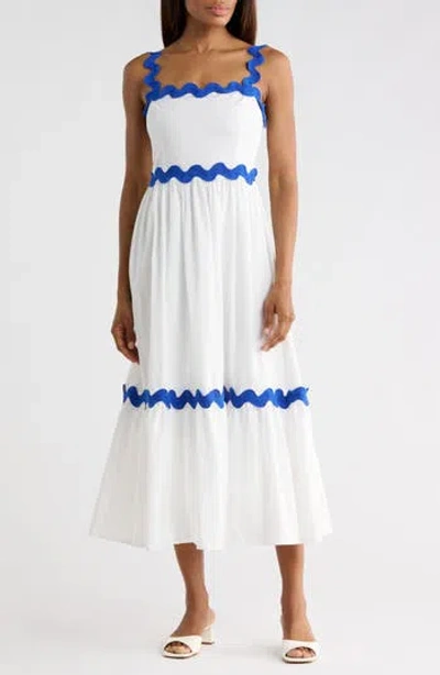 Flying Tomato Rickrack Trim Midi Dress In White