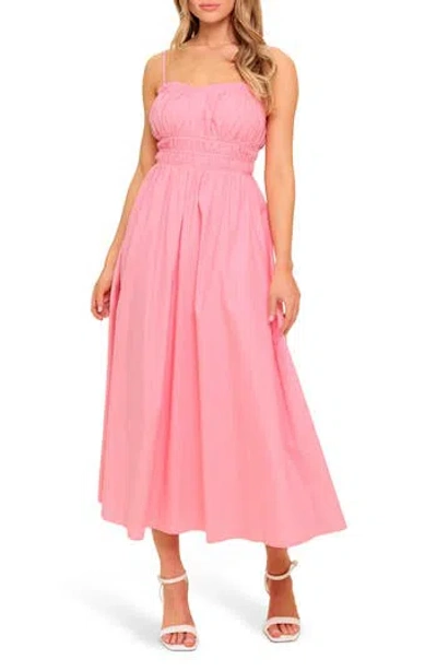 Flying Tomato Ruched Midi Dress In Pink