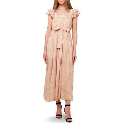 Flying Tomato Ruffle Cap Sleeve Cotton Maxi Dress In Taupe