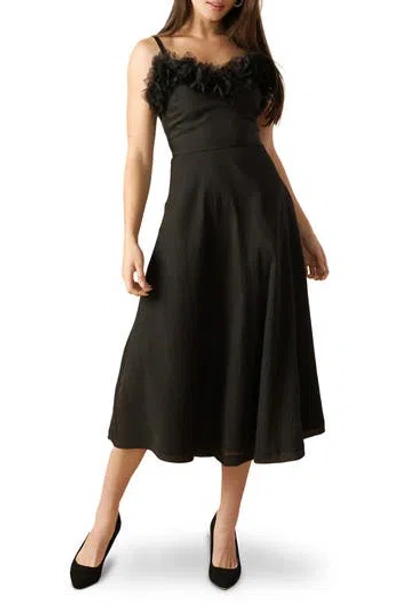 Flying Tomato Ruffle Midi Fit & Flare Dress In Black