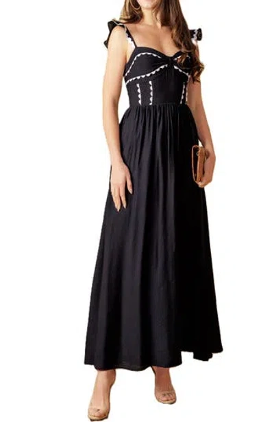 Flying Tomato Ruffle Strap Maxi Dress In Black