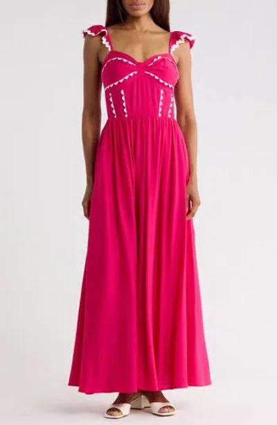 Flying Tomato Ruffle Strap Maxi Dress In Pink