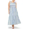 Flying Tomato Ruffle Strap Tiered Maxi Dress In Blue