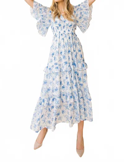 Flying Tomato Ruffle Tiered Maxi Dress In Blue