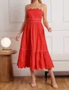 Flying Tomato Rustic Dream Woven Midi Dress In Red