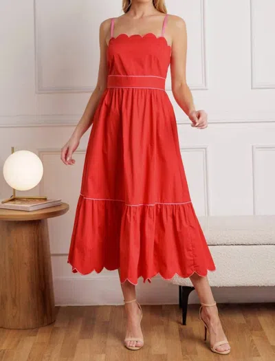 Flying Tomato Rustic Dream Woven Midi Dress In Red