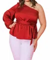 Flying Tomato Satin Party Blouse In Crimson Red In Red