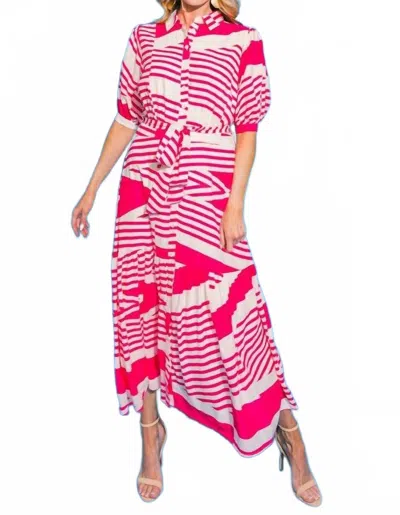 Flying Tomato Seaside Stripe Maxi Dress In Multi In Pink