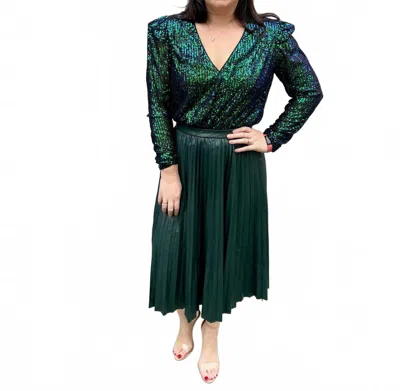 Flying Tomato Sequin Bodysuit In Emerald In Green