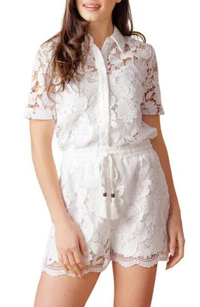 Flying Tomato Sheer Lace Sheer Top In White