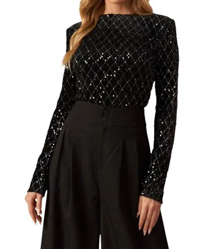 Flying Tomato Shimmering Night Bodysuit In Black