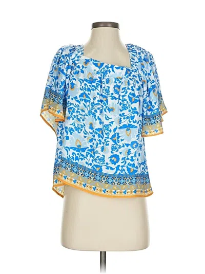 Pre-owned Flying Tomato Short Sleeve Blouse In Blue