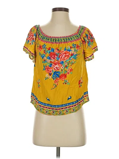 Pre-owned Flying Tomato Short Sleeve Blouse In Yellow
