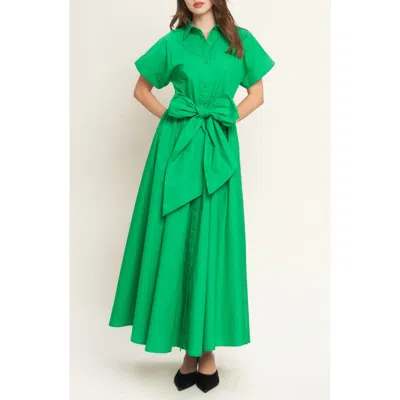 Flying Tomato Short Sleeve Maxi Shirtdress In Green