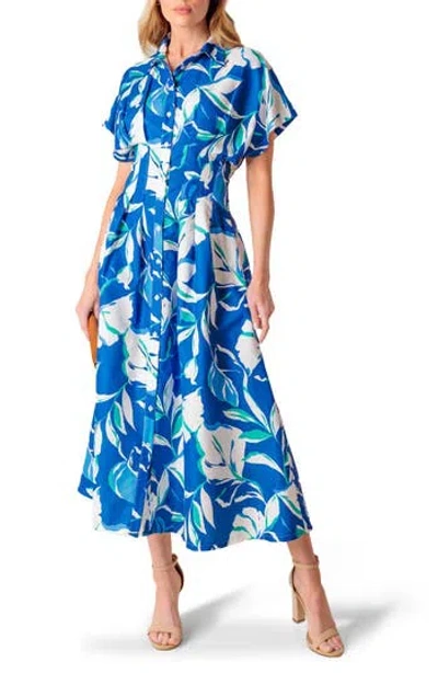Flying Tomato Short Sleeve Maxi Shirtdress In Navy Blue