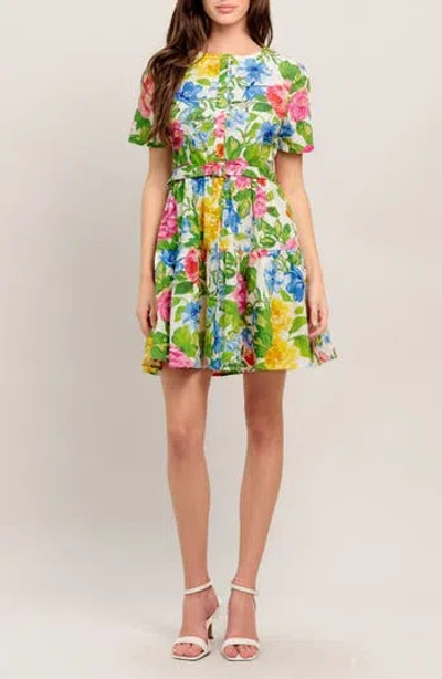 Flying Tomato Short Sleeve Print Minidress In Multi