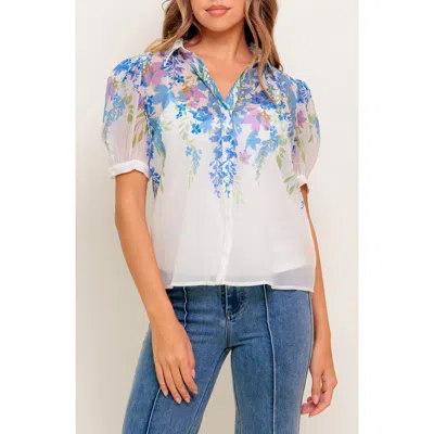 Flying Tomato Short Sleeve Woven Top In White