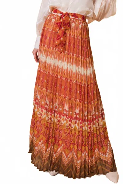 Flying Tomato Printed Woven Maxi Skirt In Brown Magenta In Orange