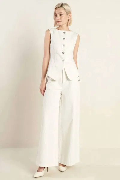 Flying Tomato Sleek Tailored Vest In Ivory In White