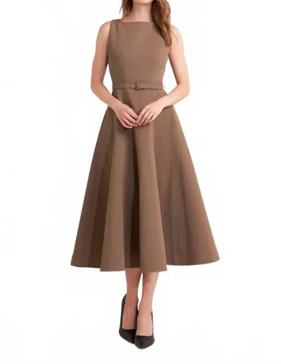 Flying Tomato Sleeveless Midi Dress In Brown In Multi