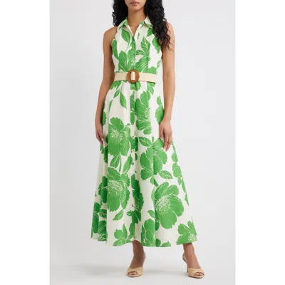 Flying Tomato Sleeveless Print Maxi Dress In Green