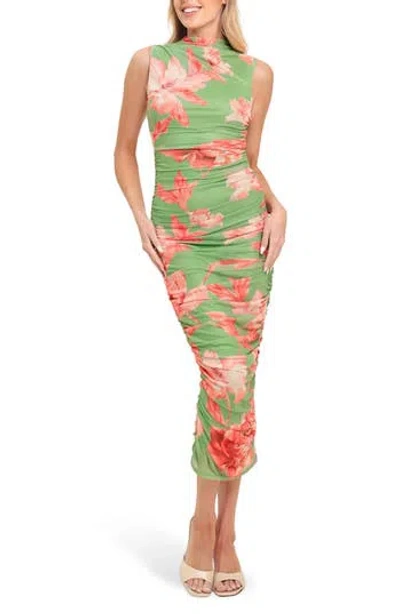 Flying Tomato Sleeveless Print Mesh Midi Dress In Multi