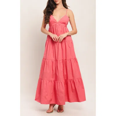 Flying Tomato Sleeveless Tiered Maxi Dress In Orange