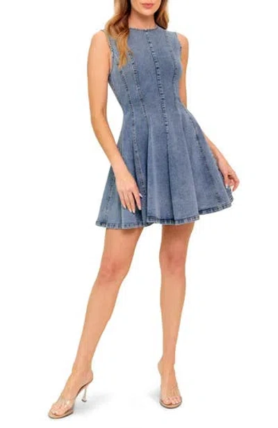 Flying Tomato Sleeveless Washed Denim Fit & Flare Minidress