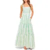 Flying Tomato Smocked Cotton Maxi Dress In Green