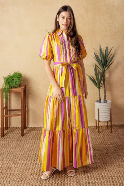 Flying Tomato Soiree Sweetness Poplin Maxi Dress In Yellow In Multi