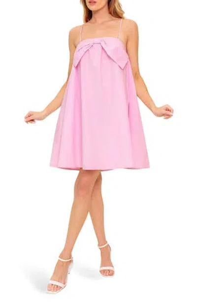 Flying Tomato Solid Bow Cotton Dress In Pink