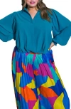 Flying Tomato Solid Collared Top In Blue