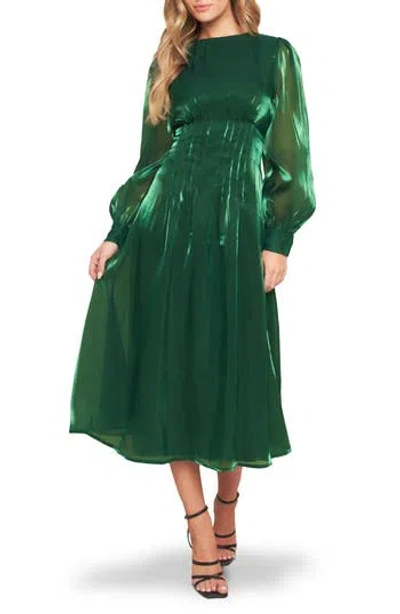Flying Tomato Solid Long Sleeve Midi Dress In Green