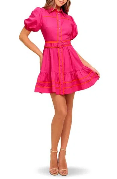 Flying Tomato Solid Mini Shirtdress In Pink