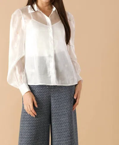 Flying Tomato Solid Organza Top In Cream In White