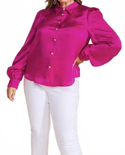 Flying Tomato Solid Satin Top In Fuchsia In Pink