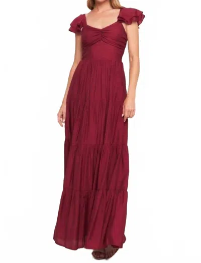 Flying Tomato Solid Woven Ankle Dress In Red In Burgundy