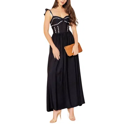 Flying Tomato Solid Woven Midi Dress In Black
