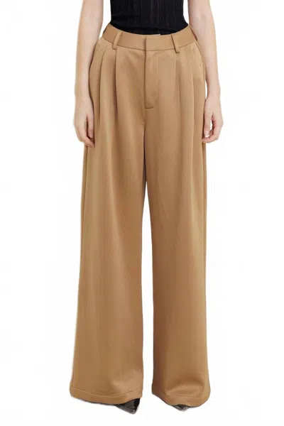 Flying Tomato Solid Woven Pant In Camel In Brown