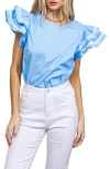 Flying Tomato Solid Woven Top In Blue