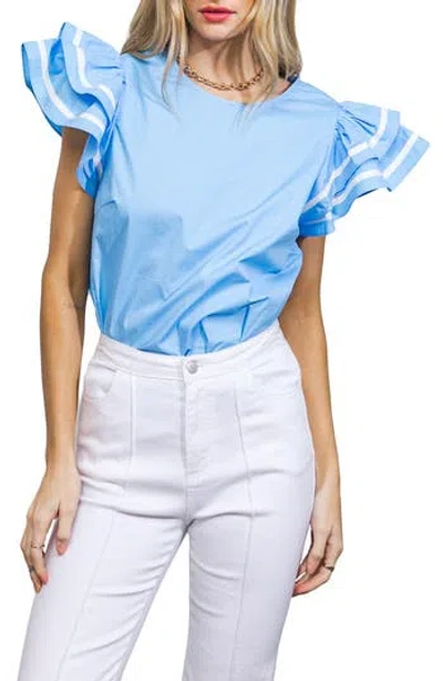 Flying Tomato Solid Woven Top In Blue