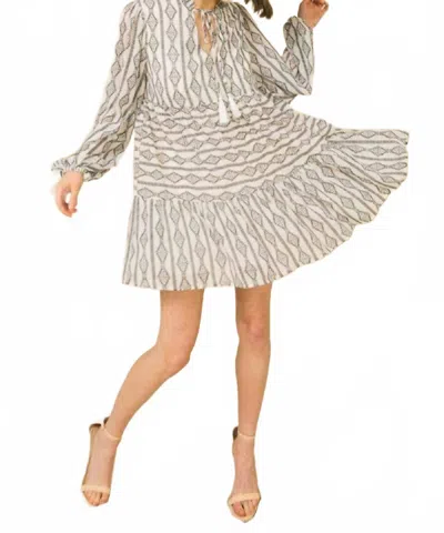 Flying Tomato Somewhere To Go Printed Long Tunic Top In Off-white / Black Print In Multi